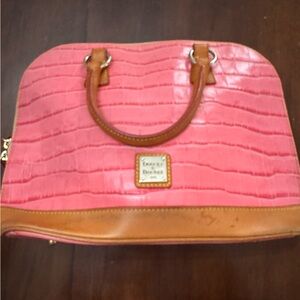Dooney & Bourke Pink and Tan Satchel with Gold Accents